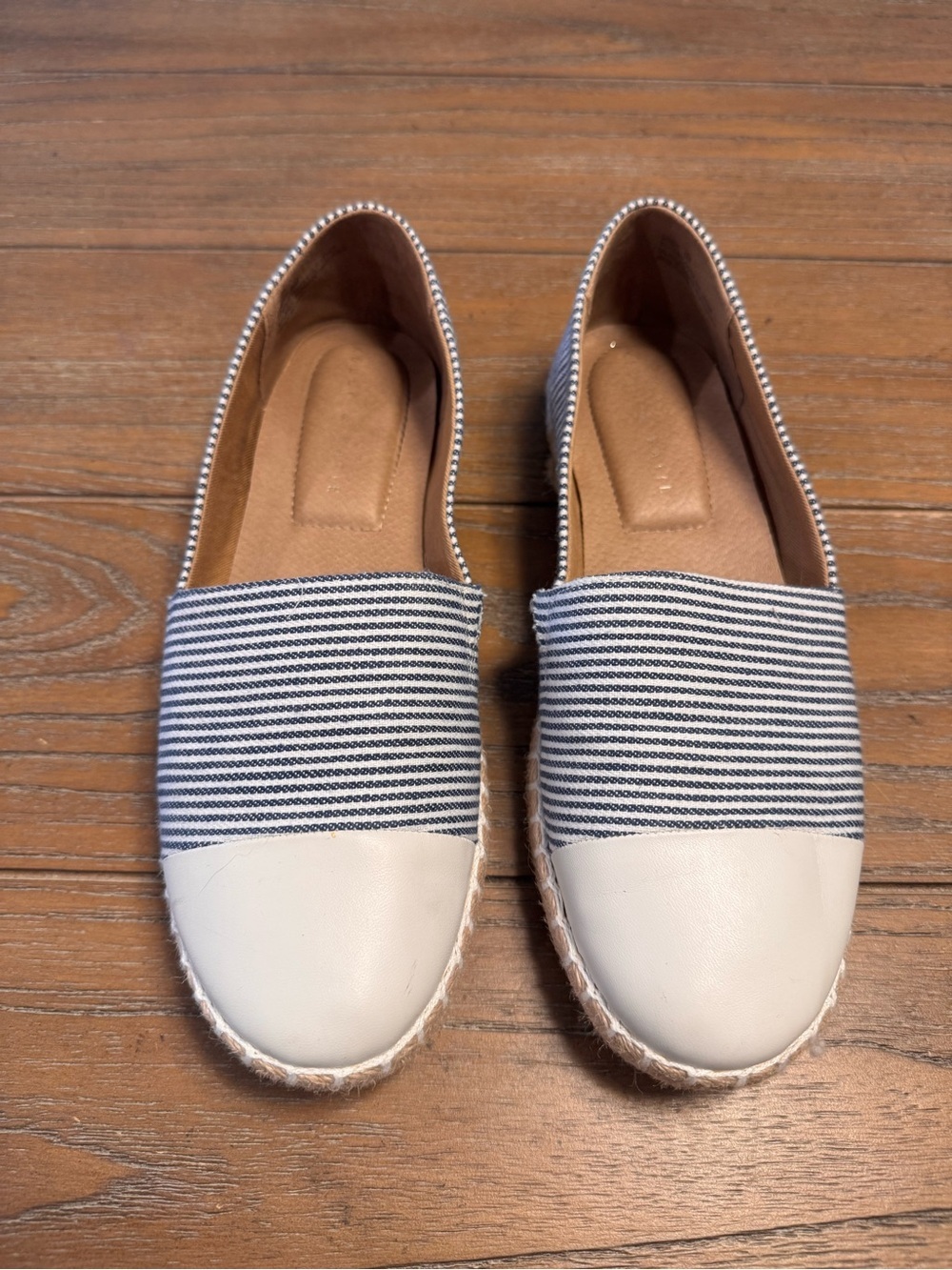 Kelly & Katie Navy Striped Espadrilles with White Cap